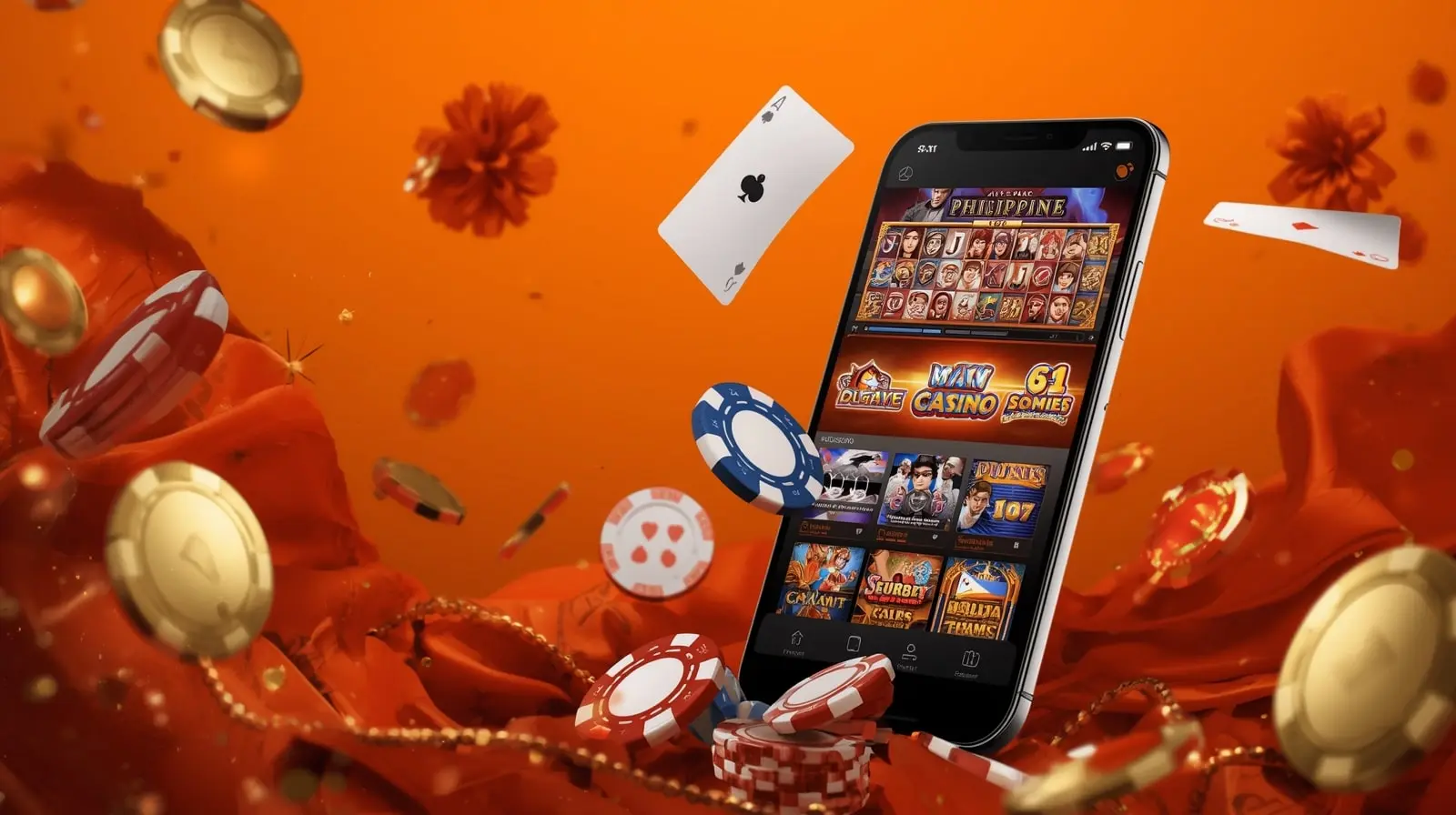 OKPlay official website homepage featuring premium casino gaming on desktop and mobile devices with orange theme